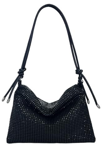 Yooamz Abendtasche Damen Clutch Glitzer Tasche Damen Handtasche Verstellbarer Schultergurt Strasssteinen Tasche Damen Klein Umhängetasche für Abend Prom Hochzeit Party Bankett (Schwarz)