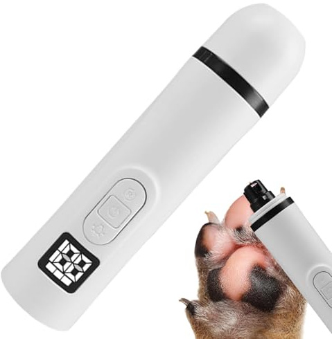Broyeur à ongles électrique silencieux pour animaux de compagnie – Lime à griffes de chat et de chien 3 modes avec lumière LED | Outil de toilettage des pattes à faible bruit, coupe-ongles pour animau
