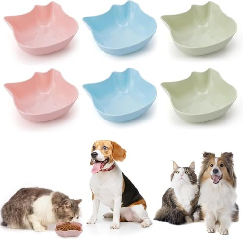 6 Piece Cat Bowl Set – Non-Slip Cat Food and Water Bowls for Small Pets | Durable, Easy-to-Clean Kitten Bowls | Modern Design in Multiple Colors