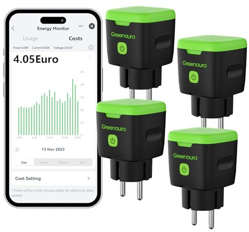 Greenaura prise Exterieure Etanche - Prise Connectée Alexa Minuteur Compteur d'Énergie Smart Life APP Contrôle 16A 2,4 GHz IP44, 4PCS