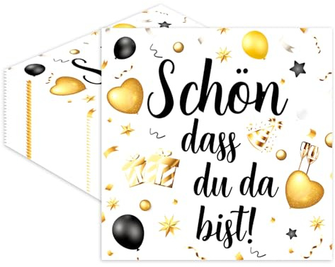 40 Stück Servietten Geburtstag,Servietten Spruch 'Schön, dass du da bist!',kommunion deko junge mädchen servietten taufe für Taufe und deko Kommunion Geburtstag Party Zubehör Dekoration
