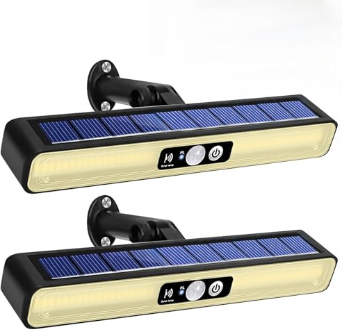 PORFOYO 2 Stück Solar Wandleuchte Außen mit Bewegungsmelder, Superhelle 36 LED Solarlampen für Außen Wand, Verstellbar & Wetterfest, Solarleuchten für Garten und Terrasse, Warmweiß