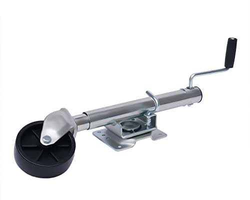Sollevatore rimorchio 6 pollici ruota di supporto rinforzata 1200LBS regolabile manualmente altezza 10 pollici hub | orientabile per rimorchi barche rimorchio roulotte | galvanizzato resistente alla