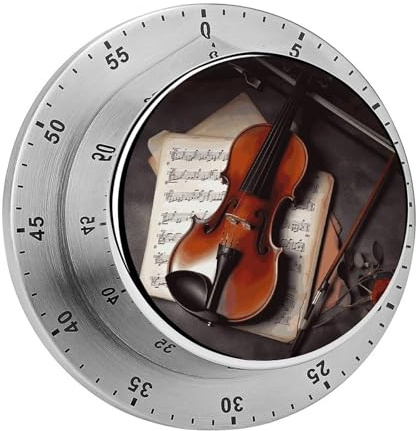 Mechanical Kitchen Timers 60 Minute Violin Sheet Music Wind Up Timer Chef Cooking Timer Clock with Loud Alarm, No Batteries Required, Countdown Reminder Magnetic, for Classroom Home Baking