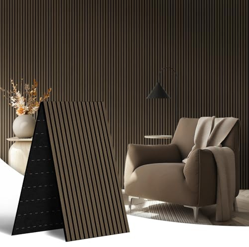 AKK-Star Lot de 2 panneaux muraux acoustiques pliés à lattes de bois – 239,8 x 60 x 1,8 cm – En WPC insonorisé – Pour décoration d'intérieur – Réduction du bruit – Pour décoration d'intérieur (5
