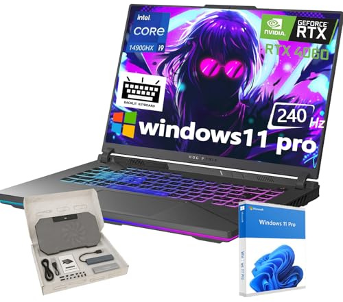 ASUS ROG Strix G16 Gaming Laptop - Intel 24-Core i9-14900HX, 16 QHD 240Hz Display, GeForce RTX 4060 8GB GDDR6, Backlit KB, Windows 11 Pro, Wi-Fi 6E, External DVD Drive, 64GB DDR5 RAM, 2TB SSD