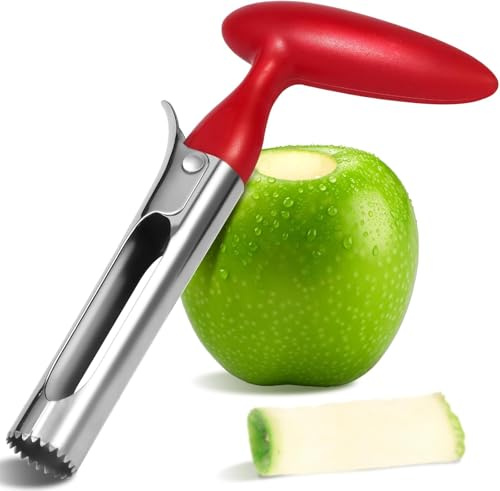 Apple Corer Remover - Stainless Steel Apple Corer and Fruit Core Extractor - Ergonomic Handle Tool for Kitchen Use - Easy to Operate & Clean (Red)