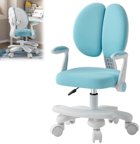 TAZZOR Silla de escritorio infantil, altura ajustable, silla giratoria ergonómica para niñas y niños, cómoda silla de aprendizaje para habitación infantil (modelo de actualización (manillar + pasos