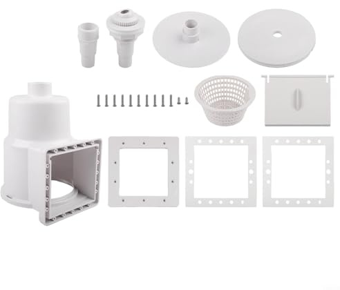 Entgoinggo Skimmer da parete per piscina, 15,2 cm, ricambio SP1091LX fuori terra, kit di plastica bianca con coperchio valvola