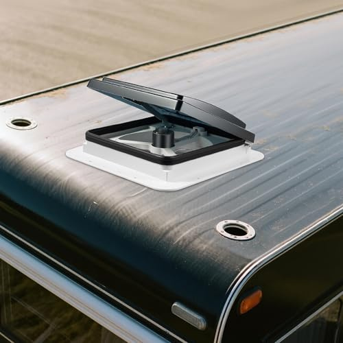 PromiseFly Ventilatore da tetto per camper, 12 V, 10 pale, flusso d'aria 5-35 m³/min, con luce LED per camper e veicoli ricreativi