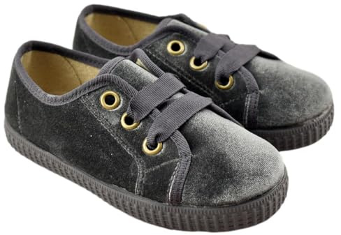 BATILAS - Zapato de Terciopelo con Cierre de Cordones 653967 Terciopelo NIÑOS Color: Gris Talla: 29
