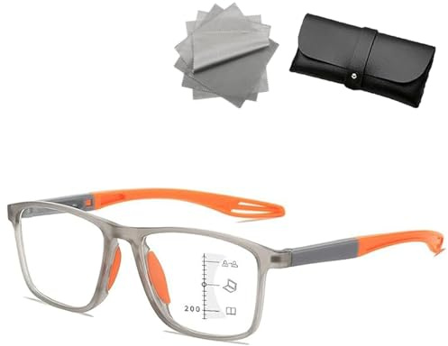 DPKSML Banogalle Brille, Banogalle Automatik Brille, Ultraleichte und bequeme Anti-Blaulicht-Brille für Presbyopie, Anti-Blaulich Intelligente Zoom Automatische Brillen (Grau-orange,+1.5)