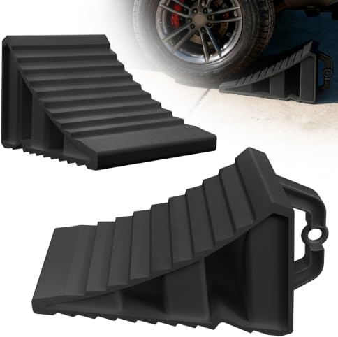 XMTECH 2x Unterlegkeile mit Griff, stabil PP-Kunststoff PKW Caravan Schwarz | 20x11cm kompakt, praktischer Griff, abriebfestes schwarzes PP-Material, sicherer Stopp für Caravan und Wohnwagen