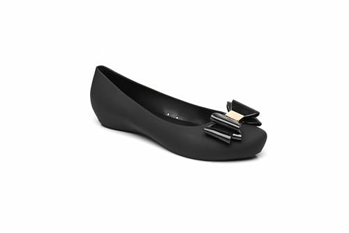IVACHY Women Girl Black Ballet Shoes Jelly Shoes - Closed Toe Ballerina Pumps- Bow Details- Available Size 3 to 8