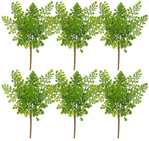 Porgeel Helechos Artificiales Verdes 6 Tallos Tallos de Helecho Artificial con Hojas realistas decoración de Helecho de plást