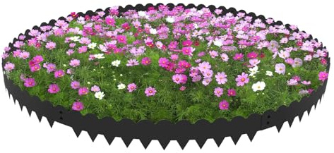 Lot de 6 bordures de pelouse, bordure de jardin, en acier, barrière contre les mauvaises herbes, résistantes aux intempéries et flexibles, installation facile, pour parterres et chemins, noires