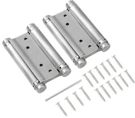 KATSU Tools 3″ Double Action Spring Hinges (75mm), 2 Pack with Screws – Stainless Steel Self-Closing Swing Door Hinges for Saloon, Cafe, Kitchen & Garden Doors, Model 54611030