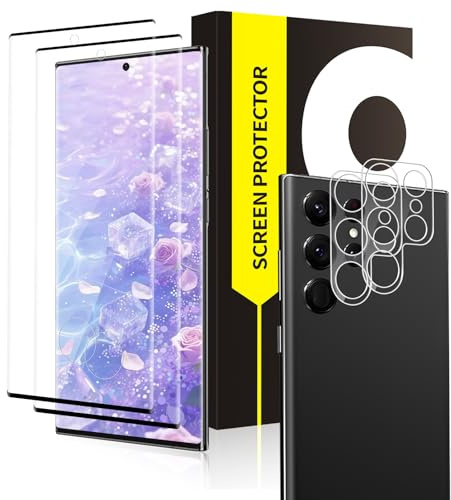 Cable Leader 2+2 Stück Schutzfolie für Panzerglas für Samsung Galaxy S23 Ultra 5G, 9H Härte Anti-Kratzer Anti-Fingerabdruck HD Samsung S23 Ultra Displayfolie, Full Coverage HD-Klar Anti-Öl Schutzglas