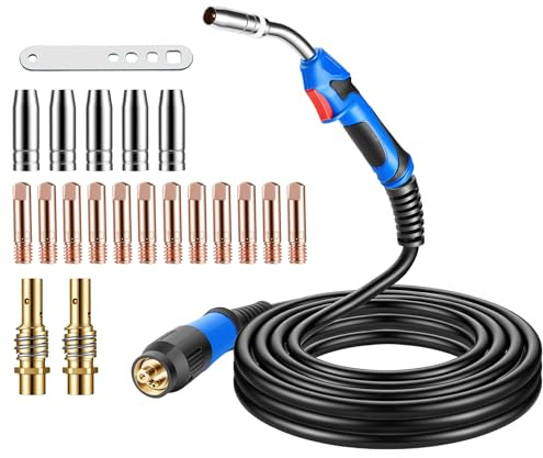 BOSYTRO Torcia di Saldatura MIG/MAG MB25KD 5m, Cannola Saldante con Attacco Euro, Kit 20 Parti Deteriorabili Incluse, 250A per Saldatura CO₂/Argon, Uso Officina e Industria