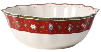 Villeroy & Boch – Toy's Delight Ensaladera/ Fuente de Servir Rojo y Blanco, Apto para Microondas, Plato Hondo Navidad, Decoración Navidad, Navidad Mesa, Bol, Cuenco, Vajilla, Premium Porcelain