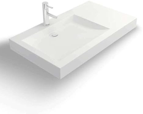 PASSOA - Vasque rectangulaire suspendue - Design Elégant et Raffiné - Solide et Robuste - Entretien Facile - Blanc - 45.5 x 81 x 7.5 cm