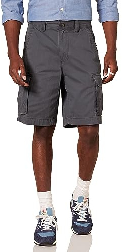 Amazon Essentials Pantalones Cortos Cargo de Corte Clásico de 25cm con Bolsillos Hombre, Color Carbón, 42W