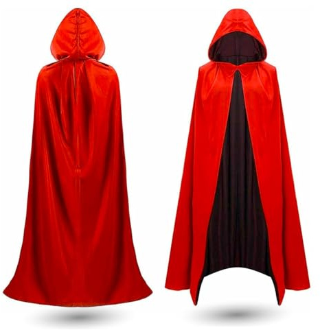 TK Gruppe Timo Klingler Umhang rot mit Kaputze - Vampir Kostüm - für Halloween & Fasching & Karneval für Kinder & Erwachsene, Beidseitig