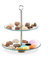 Relaxdays Etagere, 2-stöckig, rund, Cupcakes, Kekse, Snacks, Obst, Glas, Edelstahl, Servierständer, transparent/silber, 28 x 24.5 x 24.5 cm