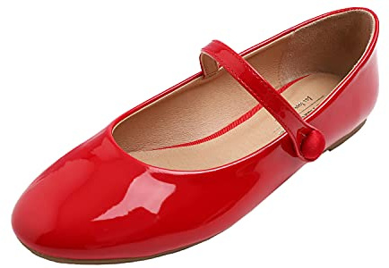 Feversole Women's Mary Jane mode, klassiska platta skor dam eleganta Mary Jane pumps med mjukt spänne balett dansskor för kvinnor, Patentrosa, 37 EU