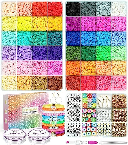 Bracelet Making Kit - 12000 Pcs Clay Beads, 48 Colors in 3 Boxes, Friendship Bracelet Kit with Elastic Strings, Polymer Spacer Beads, Jewelry Making Crafts Gift for Kids, Teens, Girls & Adults