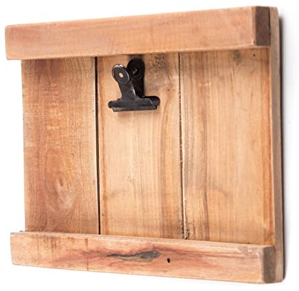 DESIGN DELIGHTS KLEMMBRETT Pinza | Mahagoni Holz, 29 cm, mit Metallklammer | Holz Clipboard, Menübrett, Fotohalter mit Clip, Notizbrett