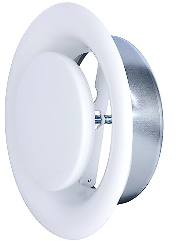 Bouche d'Extraction VMC Réglable Ronde 125 mm - Acier Blanc Laqué - Haute Qualité - VMC Simple Flux - VMC Double Flux - Plafond ou Mur - Conduit DN125