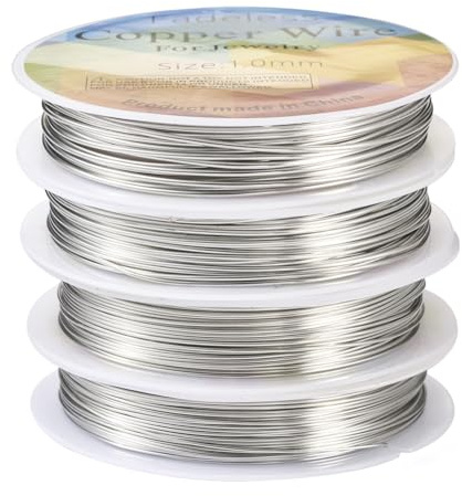 Cheriswelry 4 Rolls 4 Size Copper Wire 18 Gauge Round Jewellery Wire 20 Gauge Craft Wire 22 Gauge 24 Gauge Wire for Beading Jewelry Craft Making, Silver