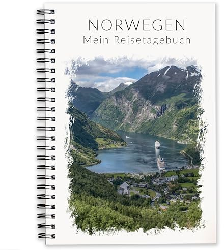 Norwegen Reisetagebuch zum Ausfüllen | abwechslungsreiches Tagebuch Geschenk für Reise | Journey-book für 3 Wochen | Passend zur Kreuzfahrt oder Rundreise in Skandinavien | Ringbuch DIN A5 | Calmondo