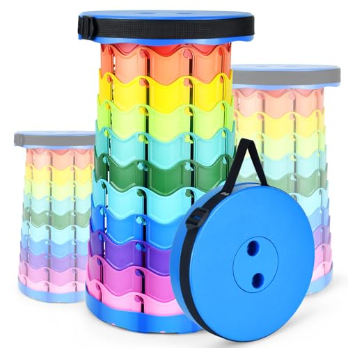 HIGSPE Sgabello Pieghevole Portatile, Aggiornato Sedia Portatile Regolabile in Altezza 6,5~45 cm, Sedie da Campeggio Telescopico per Esterni, Pesca, Barbecue, Viaggi, Giardino