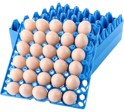 ZOFUN Cajas de cartón para huevos, 10 unidades, de plástico, 30 celdas, con tapa para 30 huevos, para almacenamiento, transporte, suministros para la granja (azul)