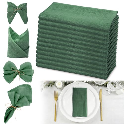 Servilletas de tela verde oscuro, juego de 12 servilletas de tela de algodón, 42 x 42 cm, servilletas de tela reutilizables para bodas, cumpleaños, cenas