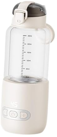 Calentador de leche portátil eléctrico para bebé, botella de agua para picnic, viajes, beige, 250 ml
