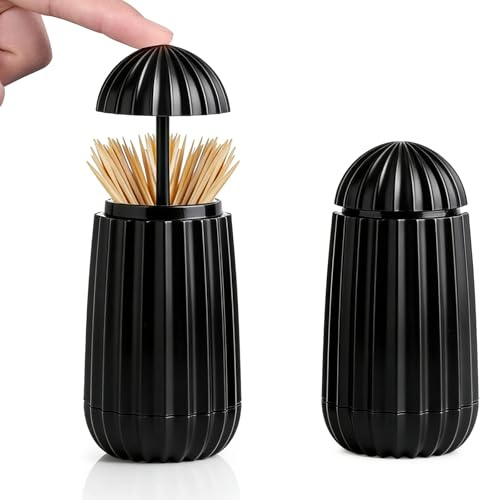 Norhogo 1 dispenser di stuzzicadenti automatico, motivo cactus, nero | Porta stuzzicadenti, dispenser automatico per stuzzicadenti, per uffici, ristoranti, bar, caffetterie