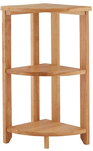 Premier Housewares Shelving Unit / Wooden Corner Shelf Unit / Bathroom Shelf / Plant Stand - 3 Tier
