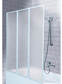 AQUAFORM Wannenfaltwand 3-teilig ohne Antikalk-Versiegelung, Weiß