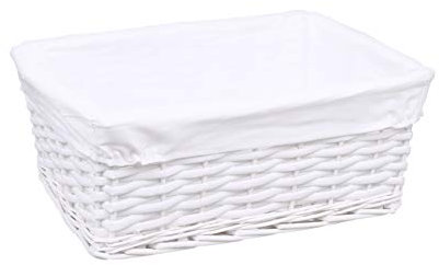 Woodluv Storage Baskets Woven Wicker, Storage Basket for shelves, Baskets to make hampers, Storage Box, Storage Organiser, White, Medium
