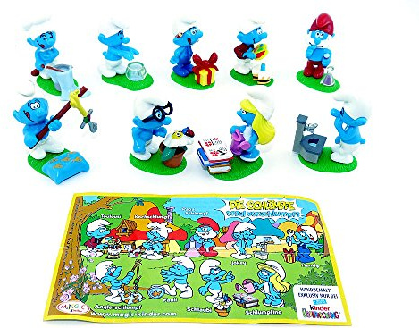 Kinder Überraschung 9 Schlumpf Figuren der Serie total verschlumpft
