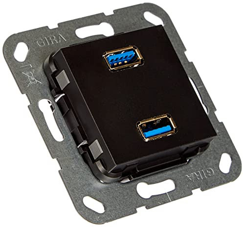 Gira 568410 USB 3.0 A 2 Fach Gender Changer Einsatz, schwarz matt