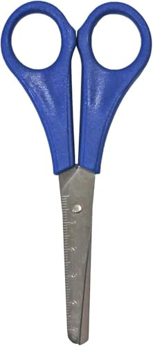 Kinderschere für Linkshänder - Schere Schule 1. Klasse - Bastelschere Kinder Kinderscheren - Scheren mit Stumpfer Spitze - Lernschere mit Skala - Linkshänderschere - abgerundete Spitzen (blau)