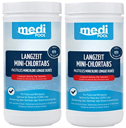 Chlortabletten organisch - 20g - 2KG - langsam löslich - Aktivchlor Mind. 90% - mit POWERHAUS24 Pflegefibel