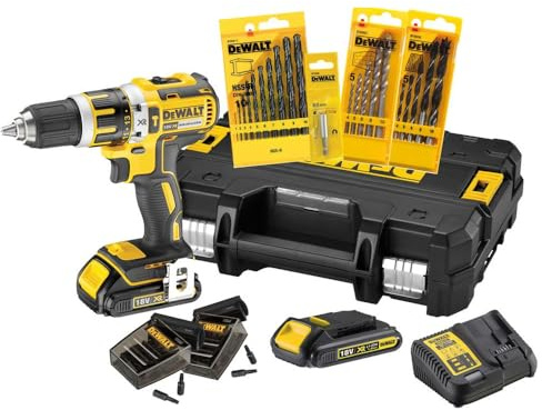 DEWALT XR Akku-Schlagbohrschrauber Set DCK795S2T – Schlagbohrmaschine mit 2-Gang-Vollmetallgetriebe & bürstenlosem Motor zum Schrauben, Bohren & Schlagbohren – 1 x Schlagbohrer Li-Ion 18 V + Zubehör