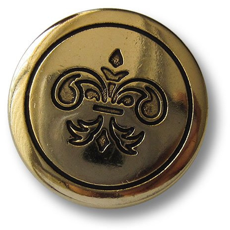 6er Set edel glänzend goldfarbene Ösen Metallknöpfe mit elegantem Lilien Motiv/Glänzend goldfarben, Schwarz/Metall Knöpfe/Ø ca. 15mm
