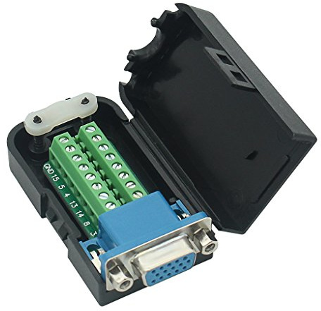 DB15Adapter D-SUB DB15 VGA Female 3Row 15Pin to Terminal Breakout Board Connectors with case