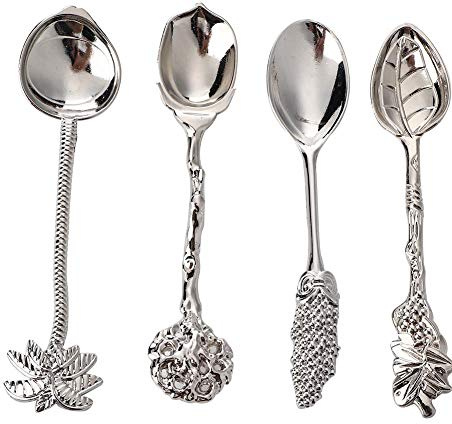 Cucchiai da dessert Mini cucchiai Set Cucchiaino da caffè Cucchiai da dessert in stile vintage intagliato in stile Royal per cucina Bar da pranzo 4pcc/set(scheggia)